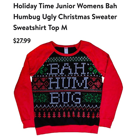 Holiday Time size Medium Christmas sweatshirt black, green, red & glitter GUC - Picture 9 of 9